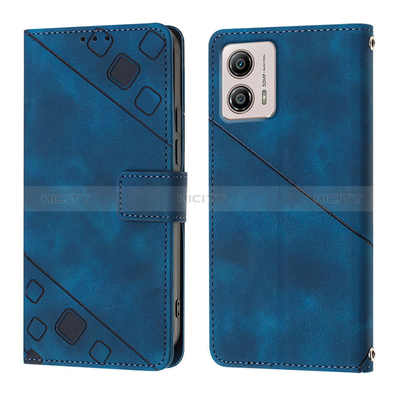 Custodia Portafoglio In Pelle Cover con Supporto YB1 per Motorola Moto G53 5G Blu