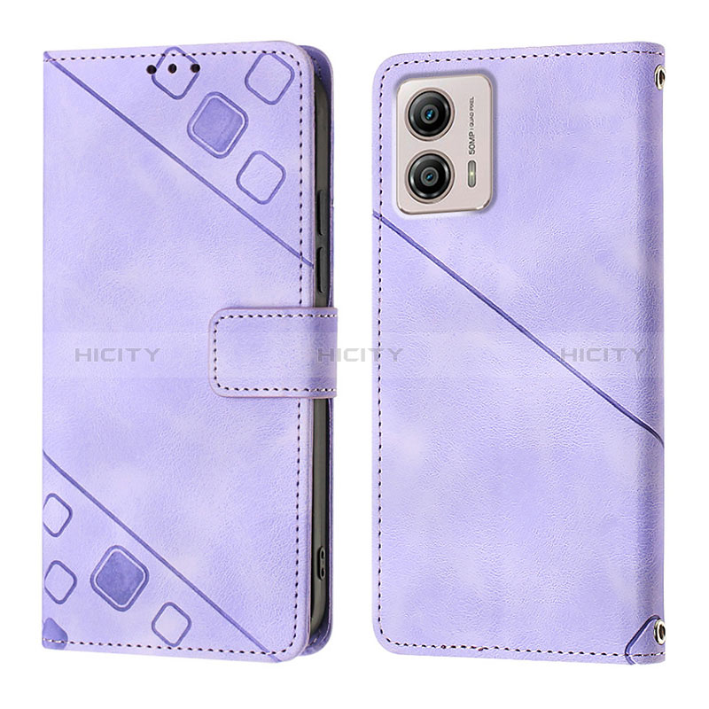 Custodia Portafoglio In Pelle Cover con Supporto YB1 per Motorola Moto G53 5G Viola