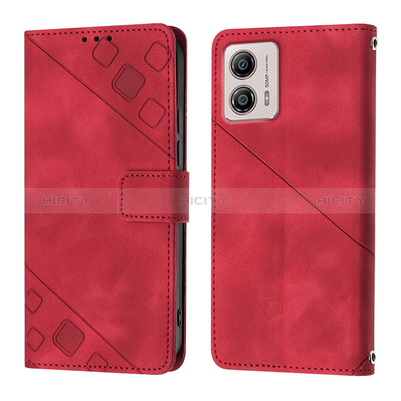 Custodia Portafoglio In Pelle Cover con Supporto YB1 per Motorola Moto G53j 5G Rosso