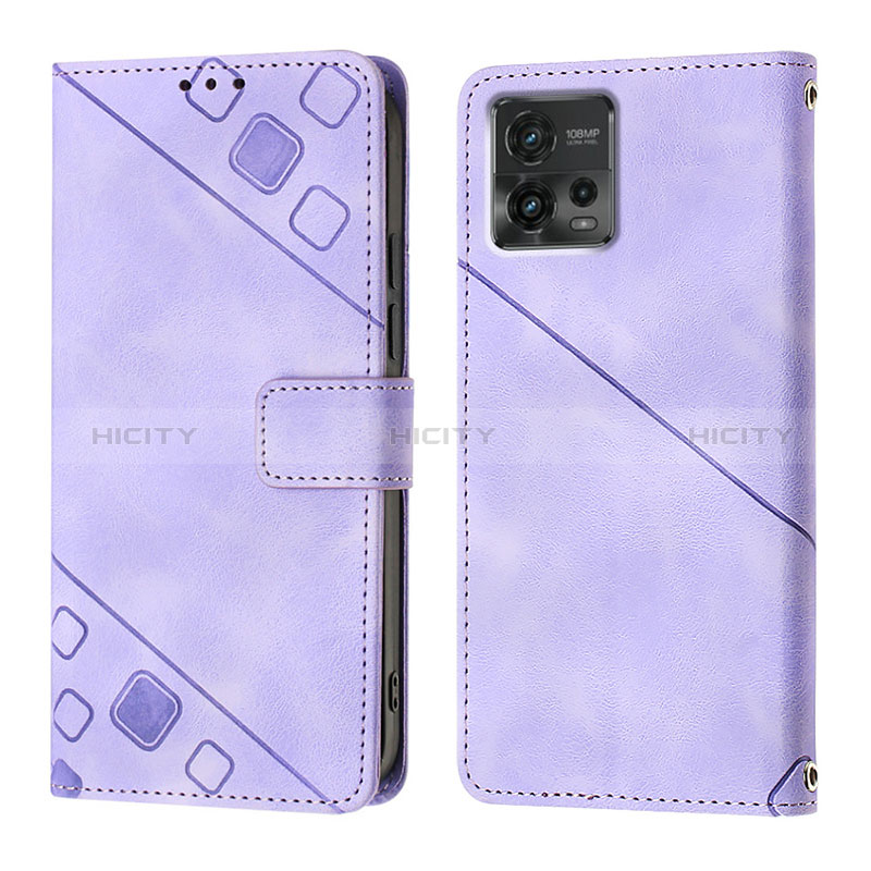 Custodia Portafoglio In Pelle Cover con Supporto YB1 per Motorola Moto G72 Viola