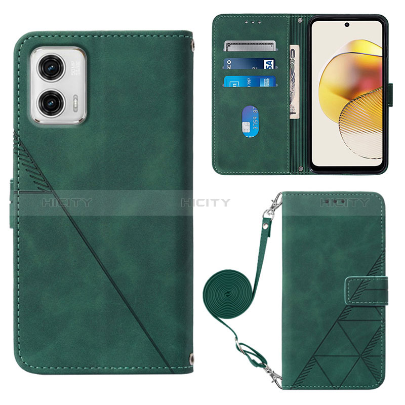 Custodia Portafoglio In Pelle Cover con Supporto YB1 per Motorola Moto G73 5G Verde