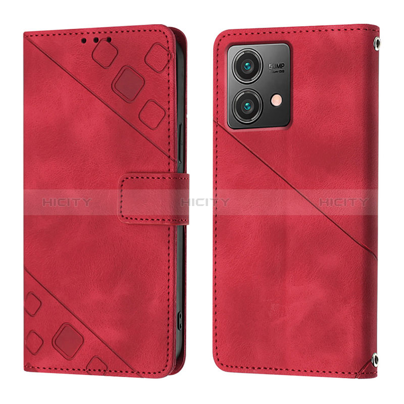 Custodia Portafoglio In Pelle Cover con Supporto YB1 per Motorola Moto G84 5G Rosso