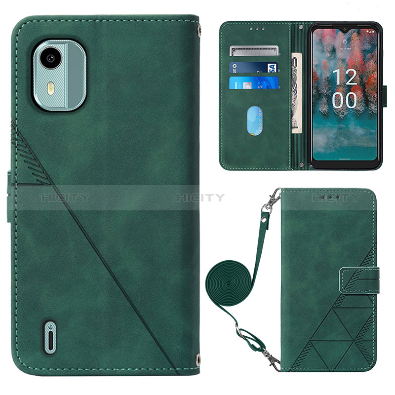 Custodia Portafoglio In Pelle Cover con Supporto YB1 per Nokia C12 Plus