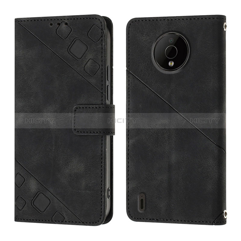 Custodia Portafoglio In Pelle Cover con Supporto YB1 per Nokia C200 Nero