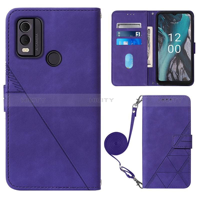 Custodia Portafoglio In Pelle Cover con Supporto YB1 per Nokia C22 Viola