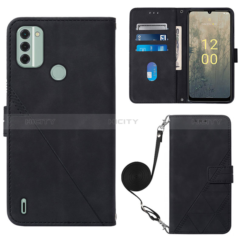 Custodia Portafoglio In Pelle Cover con Supporto YB1 per Nokia C31 Nero