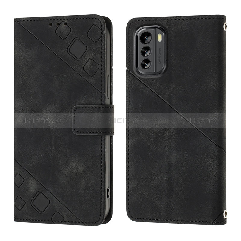 Custodia Portafoglio In Pelle Cover con Supporto YB1 per Nokia G60 5G Nero