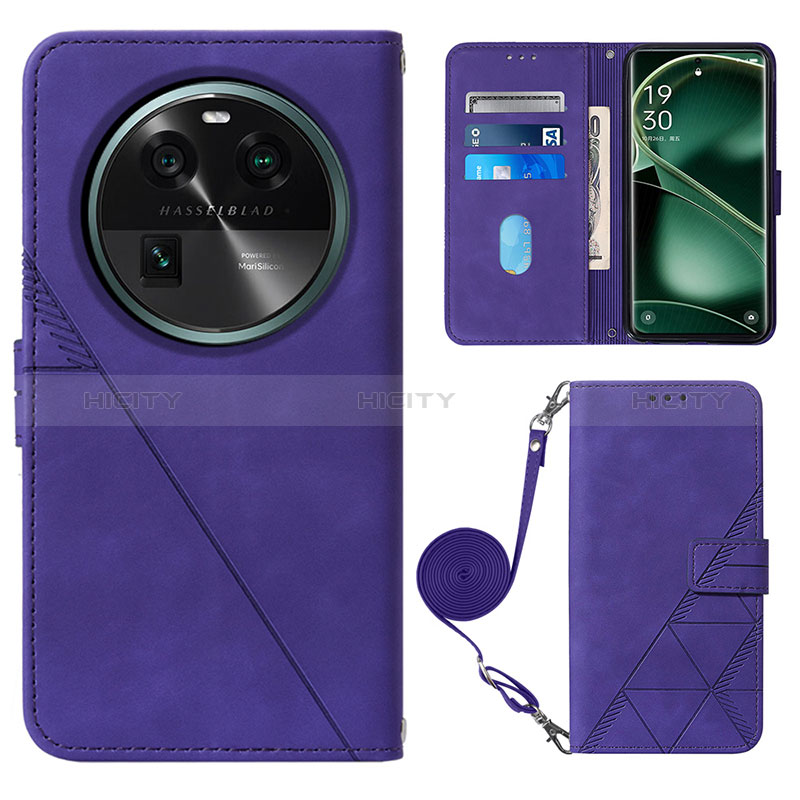 Custodia Portafoglio In Pelle Cover con Supporto YB1 per Oppo Find X6 5G Viola