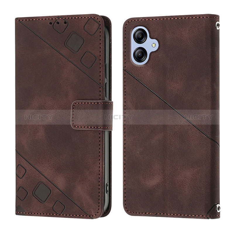 Custodia Portafoglio In Pelle Cover con Supporto YB1 per Samsung Galaxy A04E Marrone