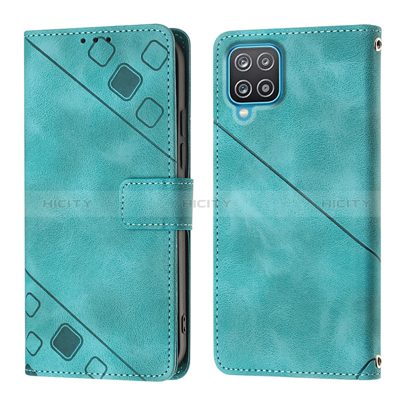Custodia Portafoglio In Pelle Cover con Supporto YB1 per Samsung Galaxy A12 5G Verde