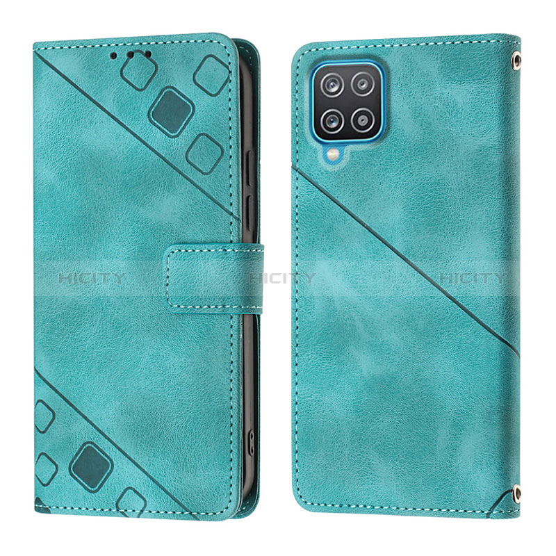 Custodia Portafoglio In Pelle Cover con Supporto YB1 per Samsung Galaxy A12 Nacho Verde