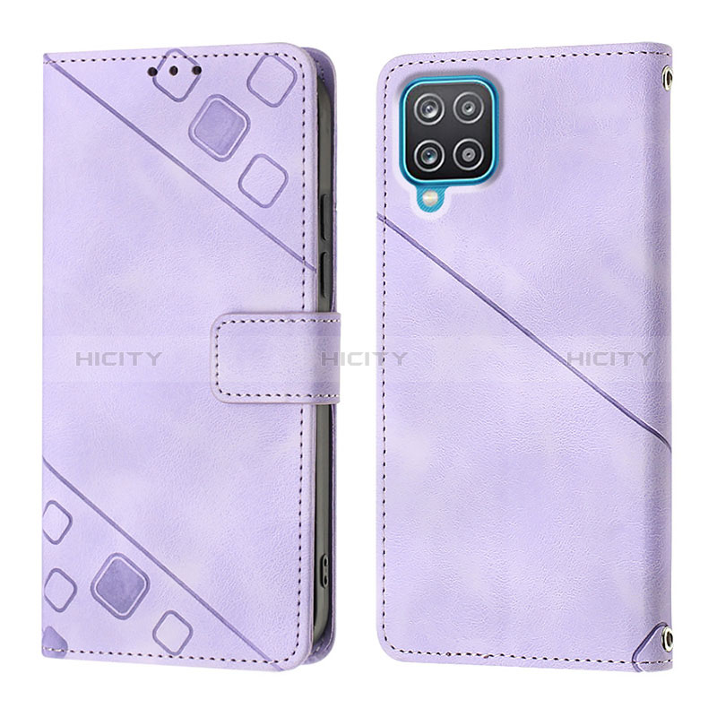 Custodia Portafoglio In Pelle Cover con Supporto YB1 per Samsung Galaxy A12 Viola