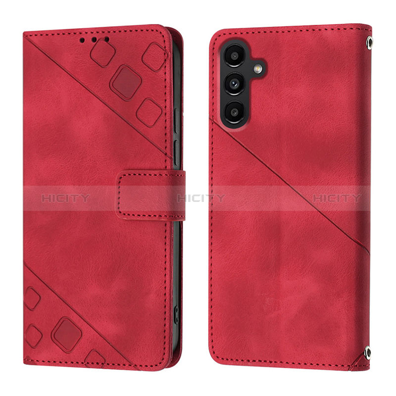 Custodia Portafoglio In Pelle Cover con Supporto YB1 per Samsung Galaxy A14 4G Rosso