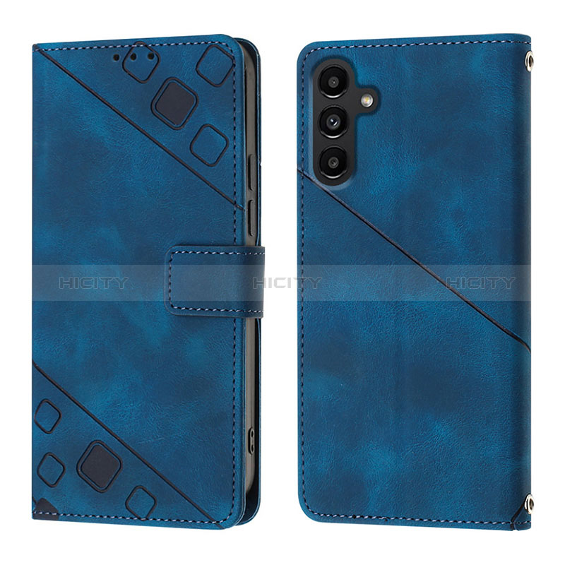 Custodia Portafoglio In Pelle Cover con Supporto YB1 per Samsung Galaxy A14 5G Blu