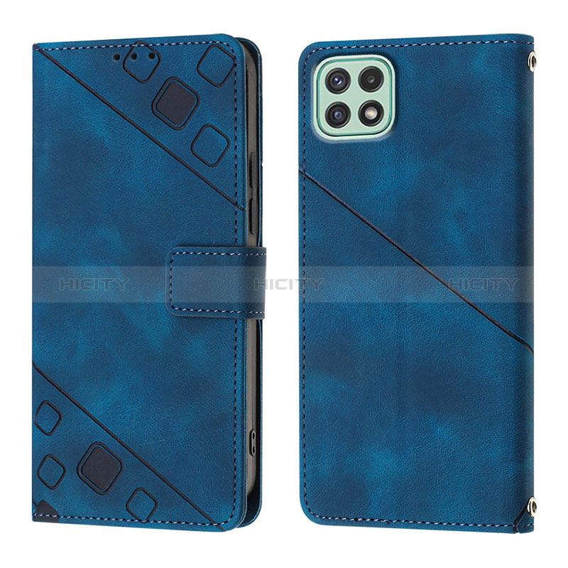 Custodia Portafoglio In Pelle Cover con Supporto YB1 per Samsung Galaxy A22s 5G Blu