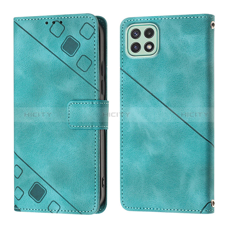 Custodia Portafoglio In Pelle Cover con Supporto YB1 per Samsung Galaxy A22s 5G Verde
