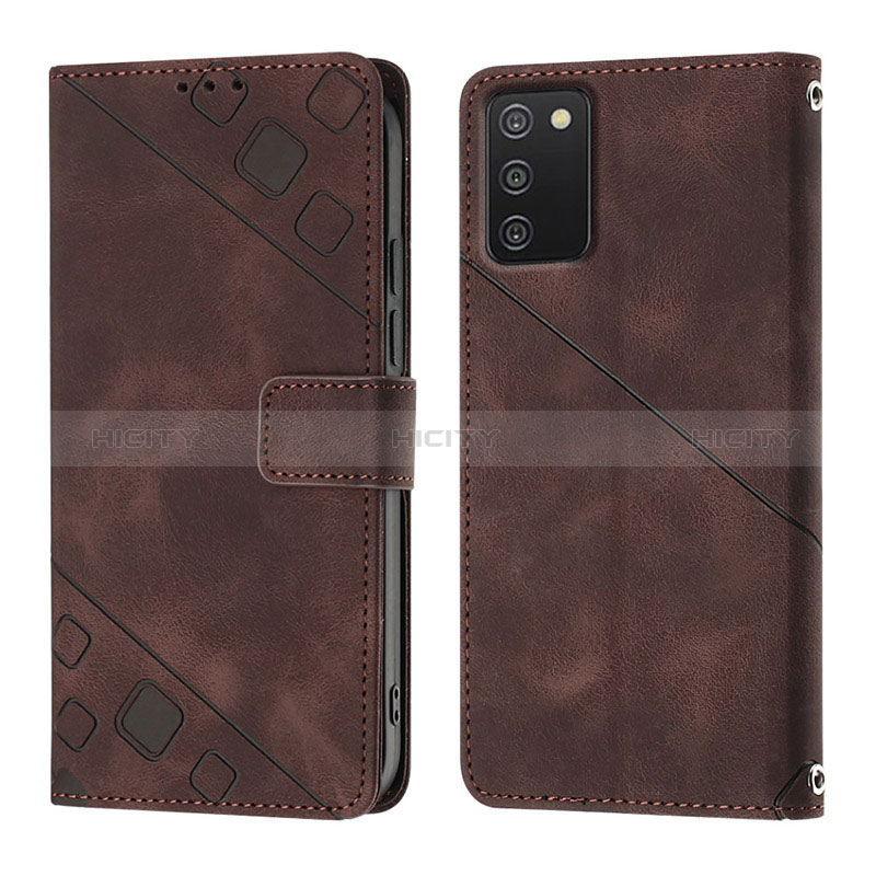 Custodia Portafoglio In Pelle Cover con Supporto YB1 per Samsung Galaxy M02s Marrone