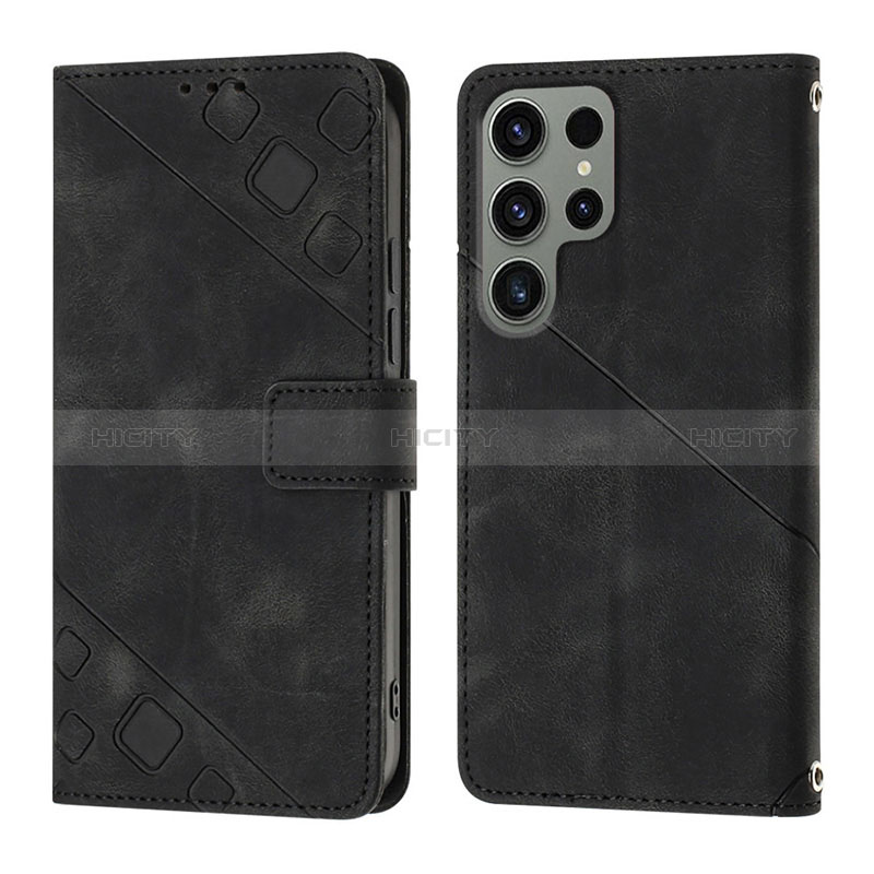 Custodia Portafoglio In Pelle Cover con Supporto YB1 per Samsung Galaxy S22 Ultra 5G Nero