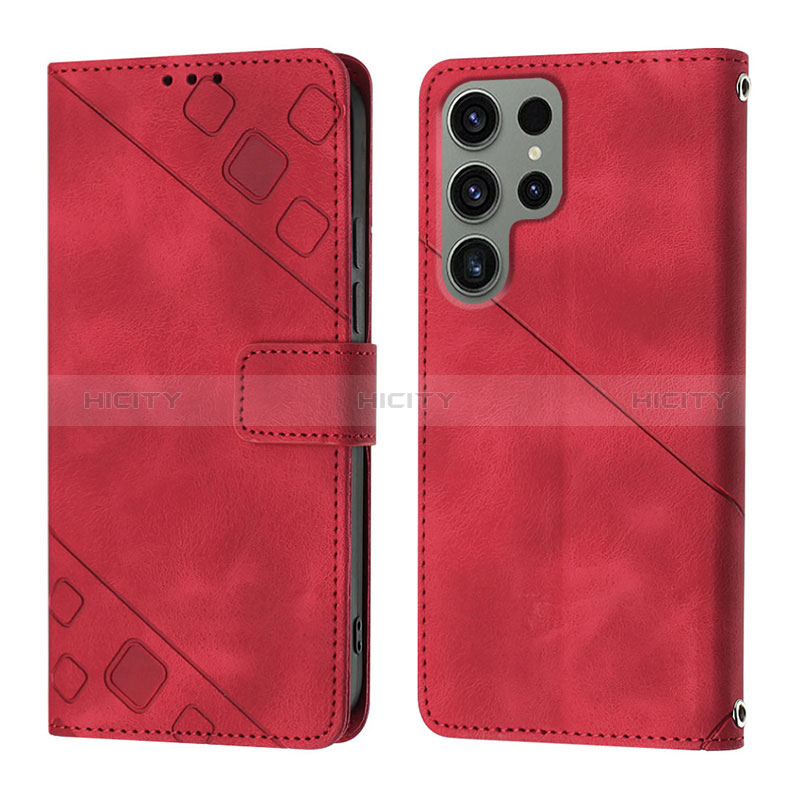 Custodia Portafoglio In Pelle Cover con Supporto YB1 per Samsung Galaxy S25 Ultra 5G Rosso