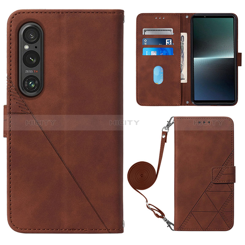 Custodia Portafoglio In Pelle Cover con Supporto YB1 per Sony Xperia 1 V