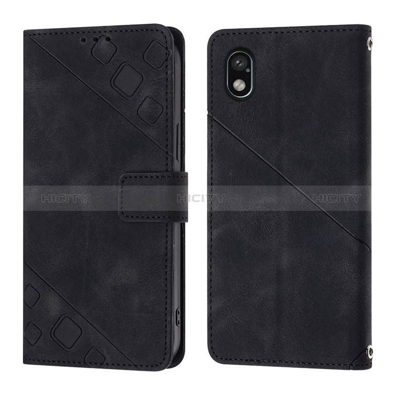 Custodia Portafoglio In Pelle Cover con Supporto YB1 per Sony Xperia Ace III Nero