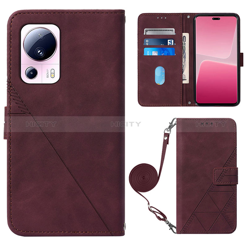 Custodia Portafoglio In Pelle Cover con Supporto YB1 per Xiaomi Civi 2 5G Rosso