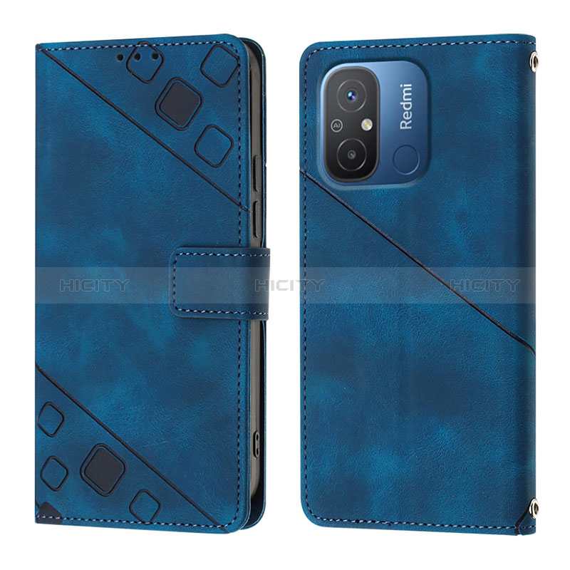 Custodia Portafoglio In Pelle Cover con Supporto YB1 per Xiaomi Poco C55 Blu