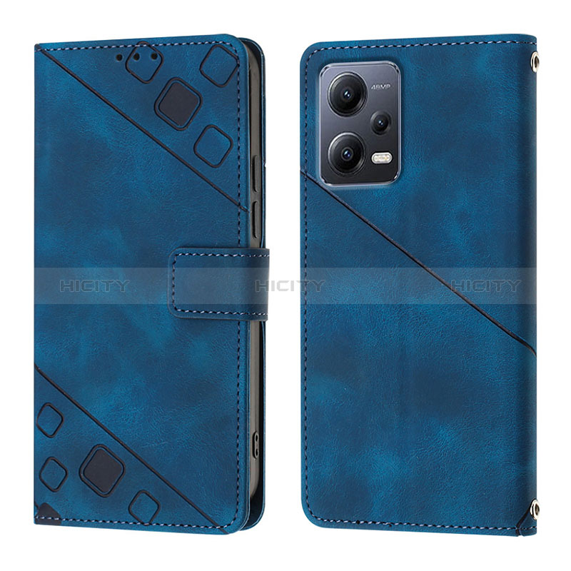Custodia Portafoglio In Pelle Cover con Supporto YB1 per Xiaomi Poco X5 5G Blu