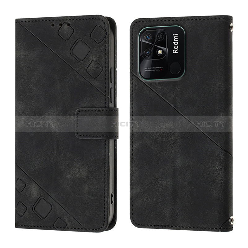 Custodia Portafoglio In Pelle Cover con Supporto YB1 per Xiaomi Redmi 10 Power Nero