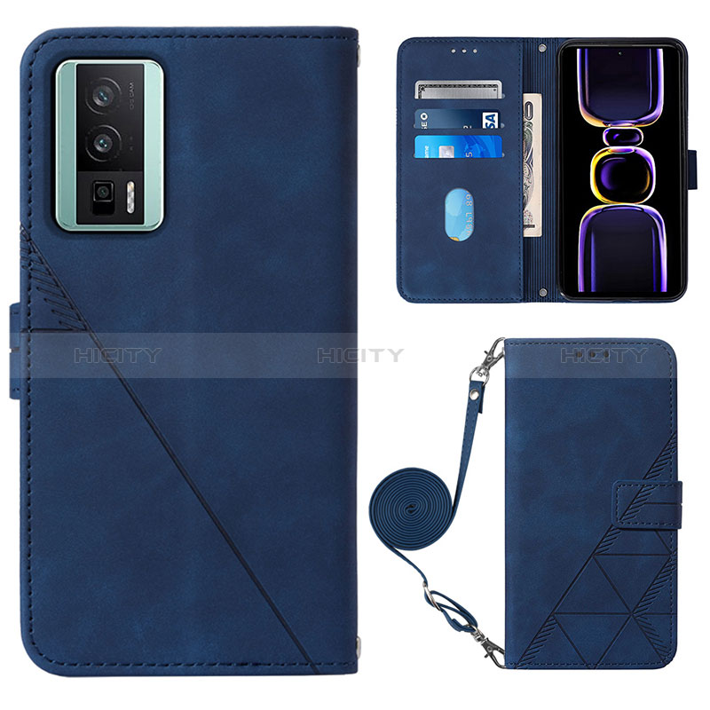 Custodia Portafoglio In Pelle Cover con Supporto YB1 per Xiaomi Redmi K60 5G Blu