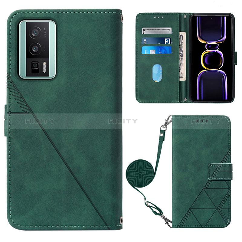 Custodia Portafoglio In Pelle Cover con Supporto YB1 per Xiaomi Redmi K60 5G Verde