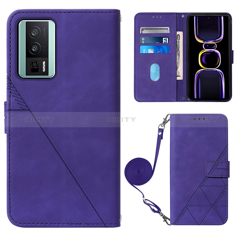 Custodia Portafoglio In Pelle Cover con Supporto YB1 per Xiaomi Redmi K60 5G Viola