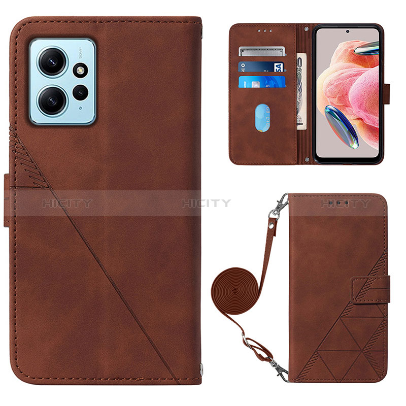 Custodia Portafoglio In Pelle Cover con Supporto YB1 per Xiaomi Redmi Note 12 4G Marrone