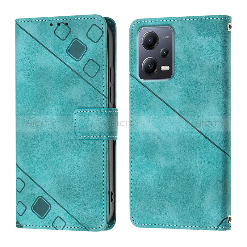 Custodia Portafoglio In Pelle Cover con Supporto YB1 per Xiaomi Redmi Note 12 5G Verde