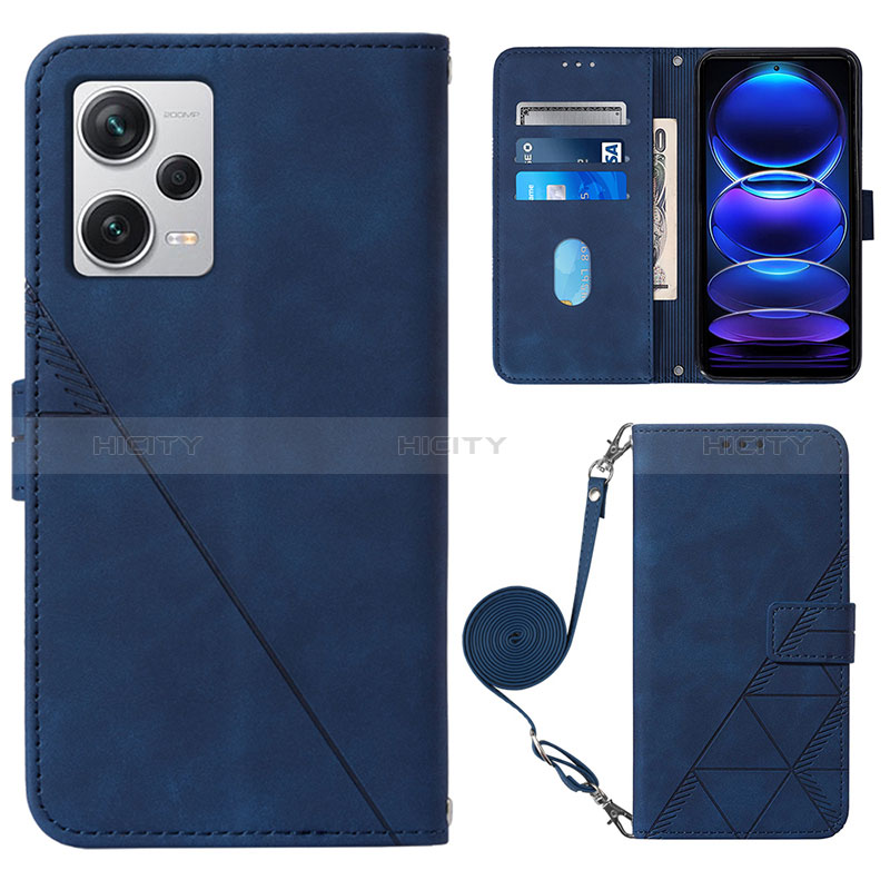 Custodia Portafoglio In Pelle Cover con Supporto YB1 per Xiaomi Redmi Note 12 Explorer Blu