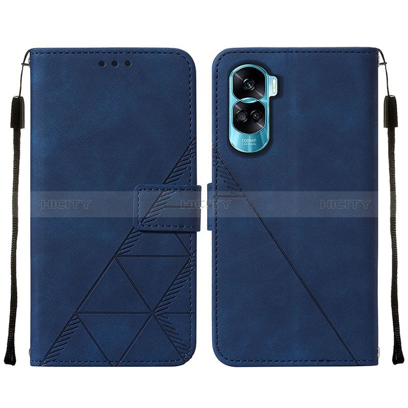 Custodia Portafoglio In Pelle Cover con Supporto YB2 per Huawei Honor 90 Lite 5G Blu