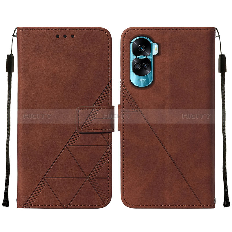 Custodia Portafoglio In Pelle Cover con Supporto YB2 per Huawei Honor 90 Lite 5G Marrone