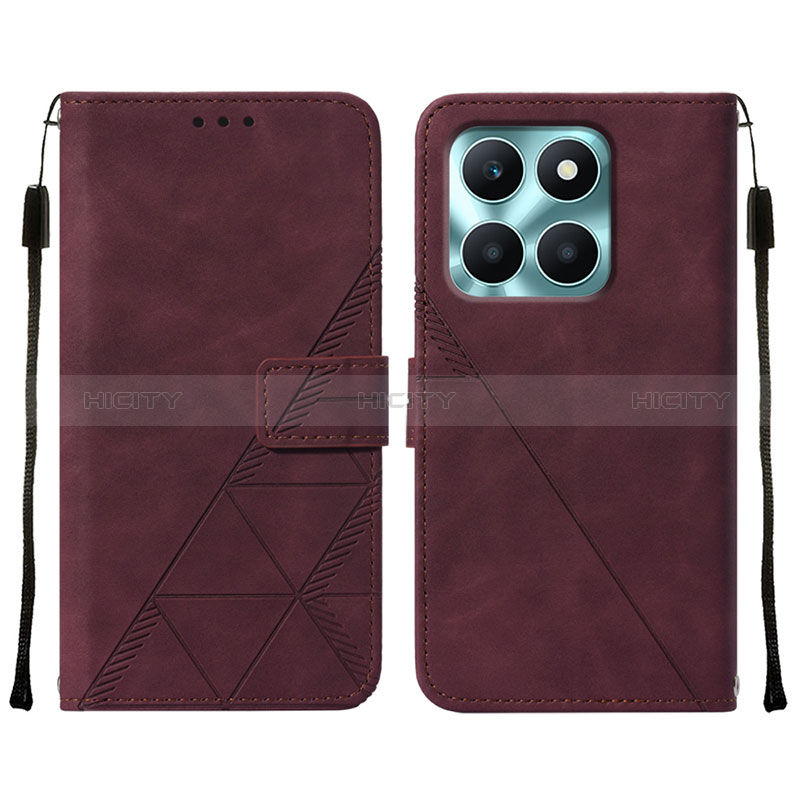 Custodia Portafoglio In Pelle Cover con Supporto YB2 per Huawei Honor X8b Rosso