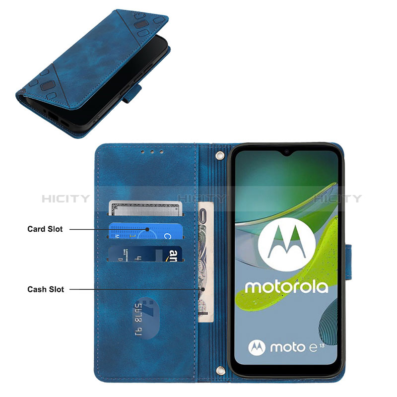 Custodia Portafoglio In Pelle Cover con Supporto YB2 per Motorola Moto E13