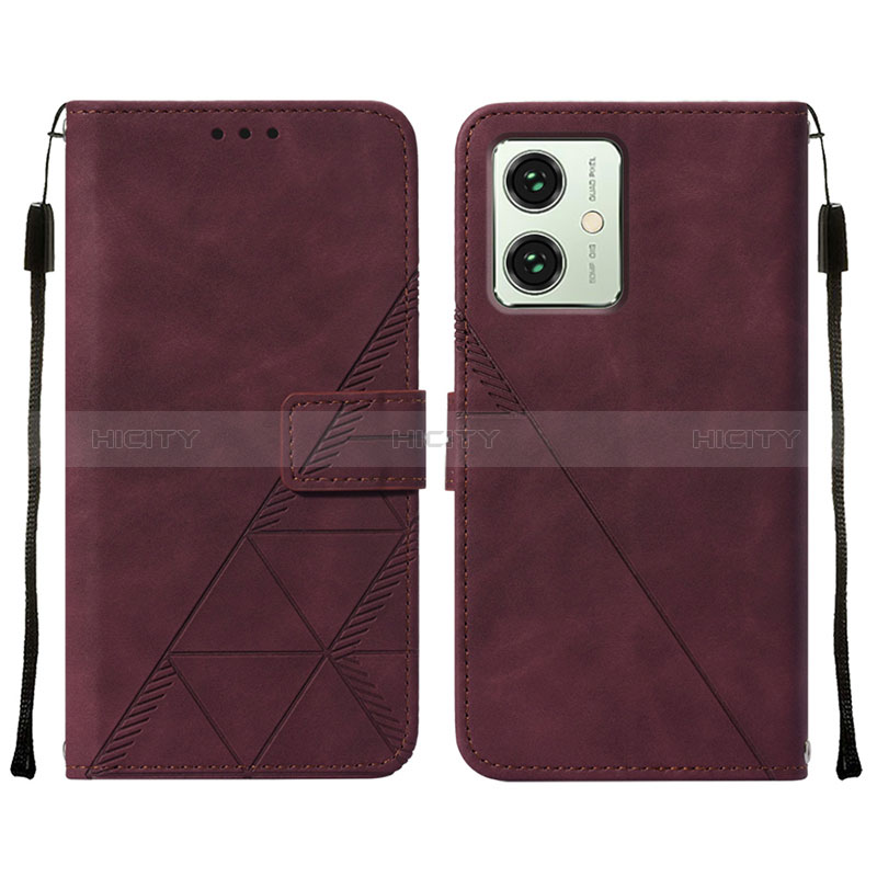 Custodia Portafoglio In Pelle Cover con Supporto YB2 per Motorola Moto G54 5G Rosso