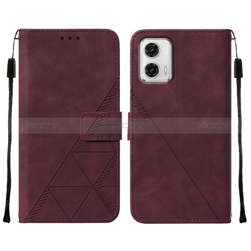 Custodia Portafoglio In Pelle Cover con Supporto YB2 per Motorola Moto G73 5G Rosso