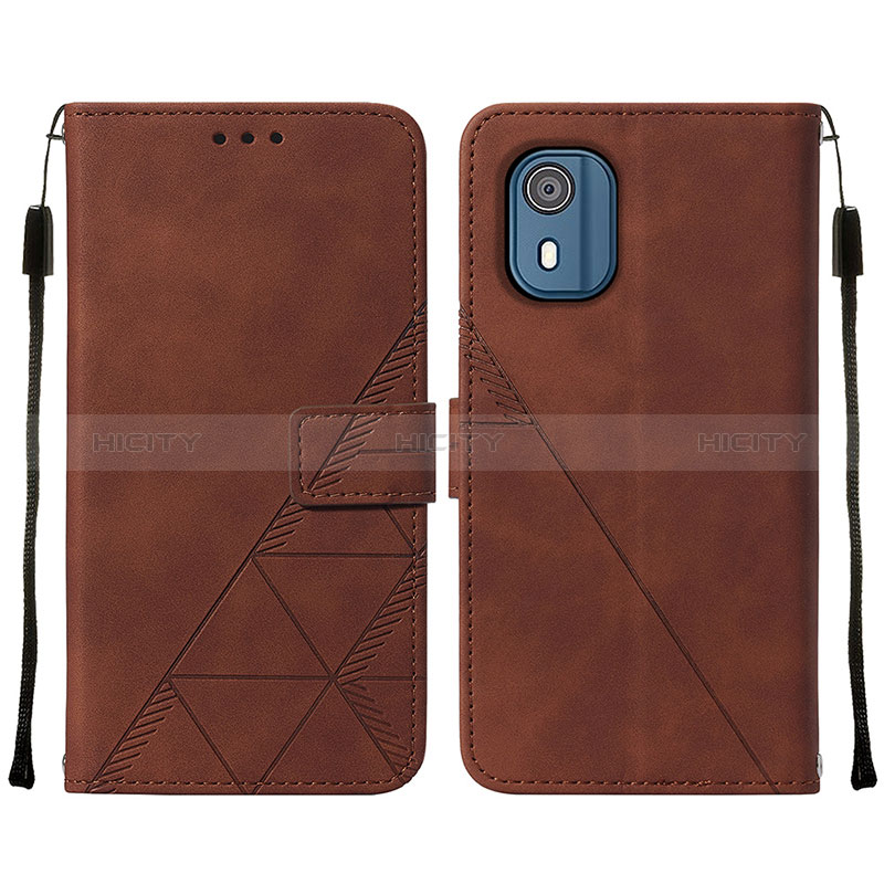 Custodia Portafoglio In Pelle Cover con Supporto YB2 per Nokia C02 Marrone