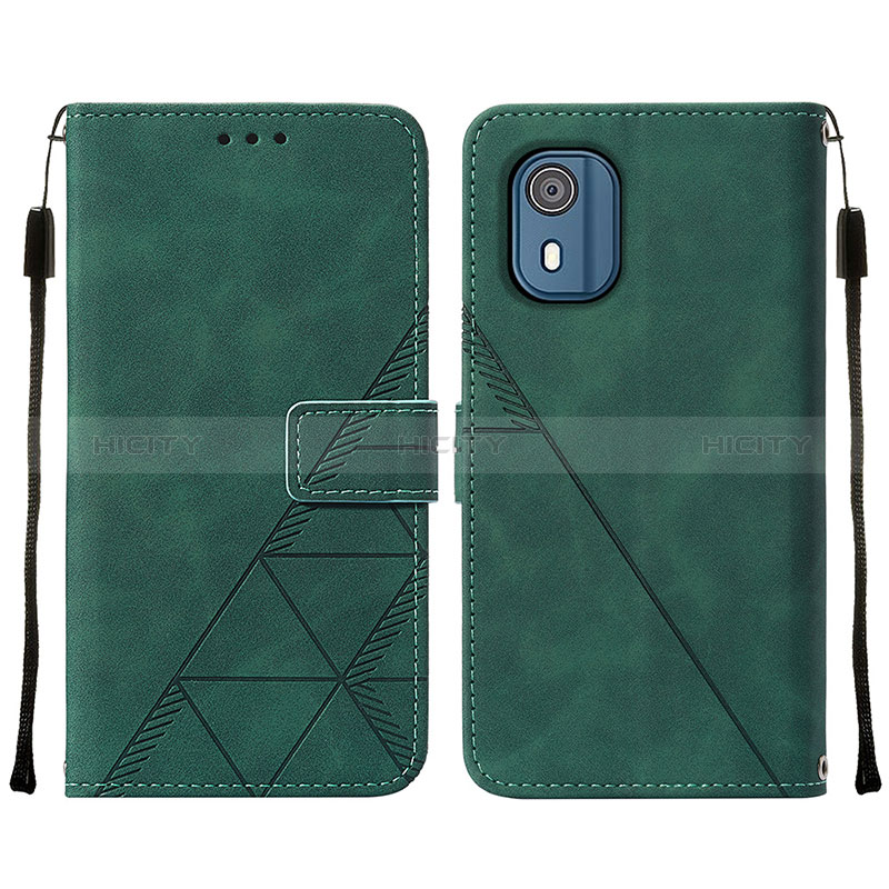 Custodia Portafoglio In Pelle Cover con Supporto YB2 per Nokia C02 Verde