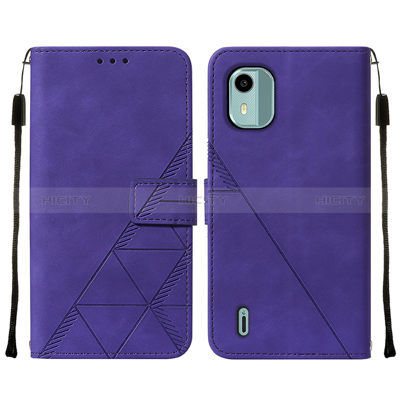 Custodia Portafoglio In Pelle Cover con Supporto YB2 per Nokia C12 Plus Viola