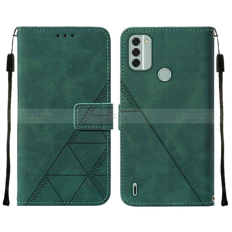 Custodia Portafoglio In Pelle Cover con Supporto YB2 per Nokia C31 Verde