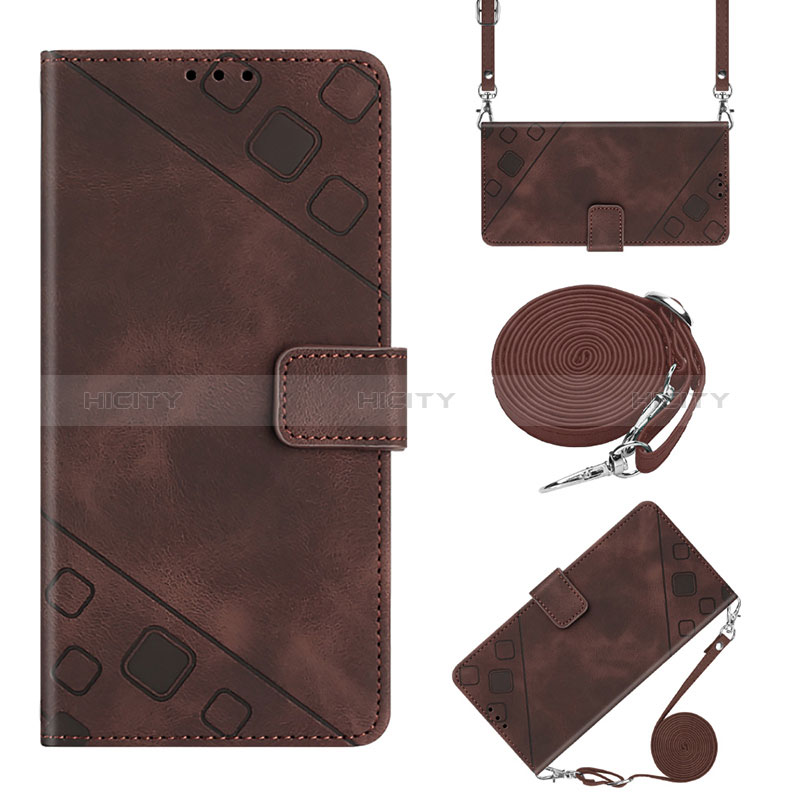 Custodia Portafoglio In Pelle Cover con Supporto YB2 per Nokia G100 Marrone