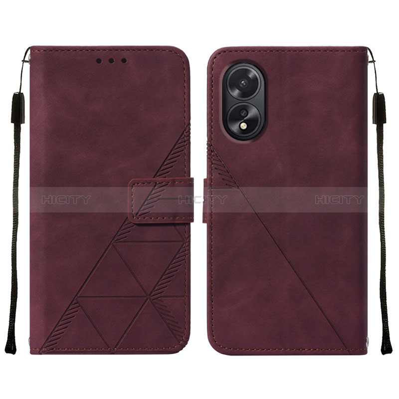 Custodia Portafoglio In Pelle Cover con Supporto YB2 per Oppo A18 Rosso