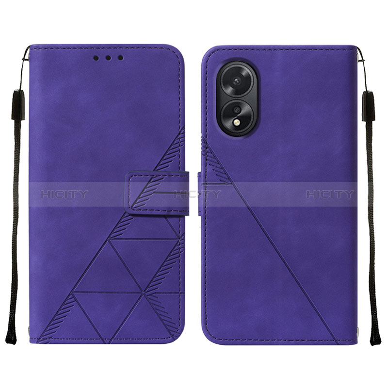 Custodia Portafoglio In Pelle Cover con Supporto YB2 per Oppo A18 Viola