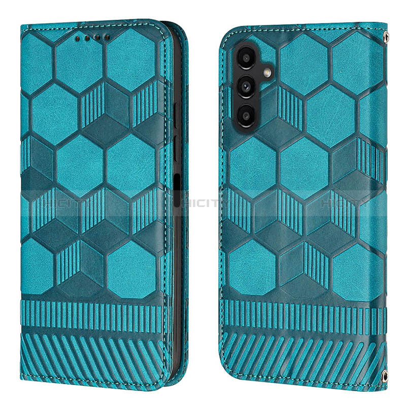 Custodia Portafoglio In Pelle Cover con Supporto YB2 per Samsung Galaxy A34 5G Ciano