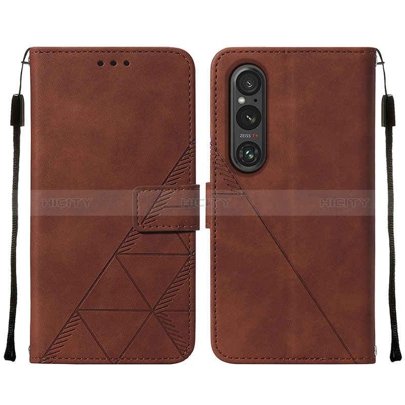 Custodia Portafoglio In Pelle Cover con Supporto YB2 per Sony Xperia 1 V